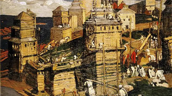 картина: Город строят, 1902