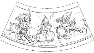 Скифские воины. Рисунок с сосуда из кургана Куль-Оба, 4 век до нашей эры